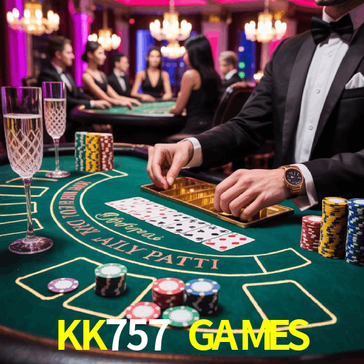 App KK757 GAMES para iOS e Android — interface mobile, login biométrico e PIX integrado